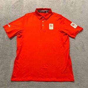 KJUS Shirt Mens Large 52 Orange Polo Golf Performance UPF 50 Golfing Golfer